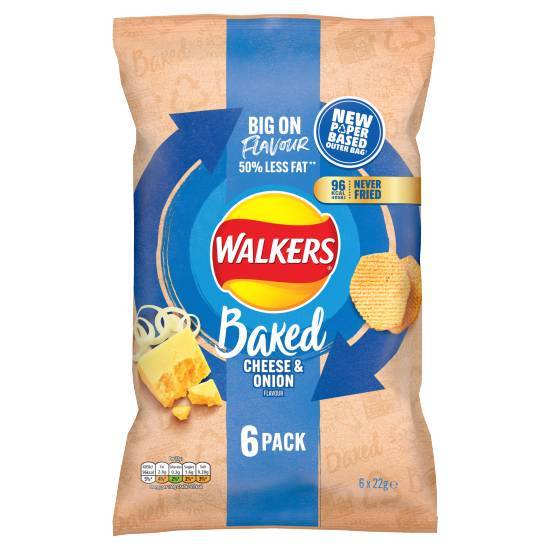 Walkers Baked Cheese & Onion Snacks Crisps 6 X 22g