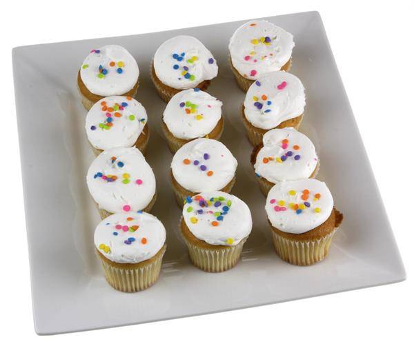 White Mini Cupcakes - White Iced 12 Count