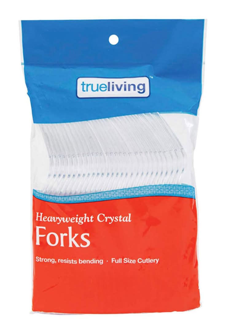 True Living Heavyweight Crystal Forks 28 Ct