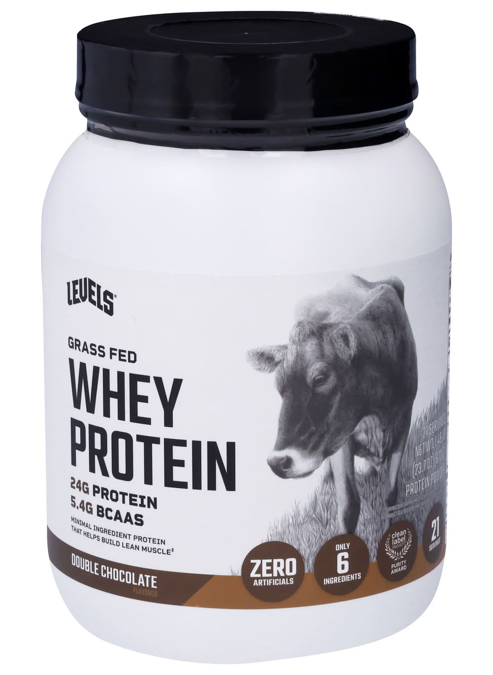 Levels Grass Fed Whey Protein Powder, Double Chocolate (23.7 oz)