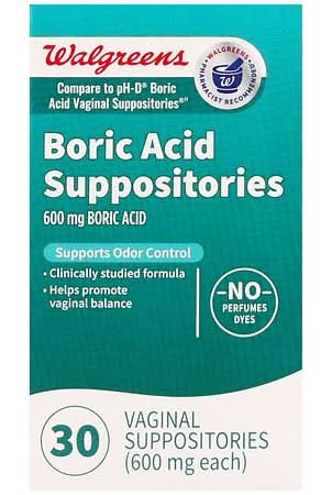 Walgreens Boric Acid Vaginal Suppositories 600 mg (30 ct)