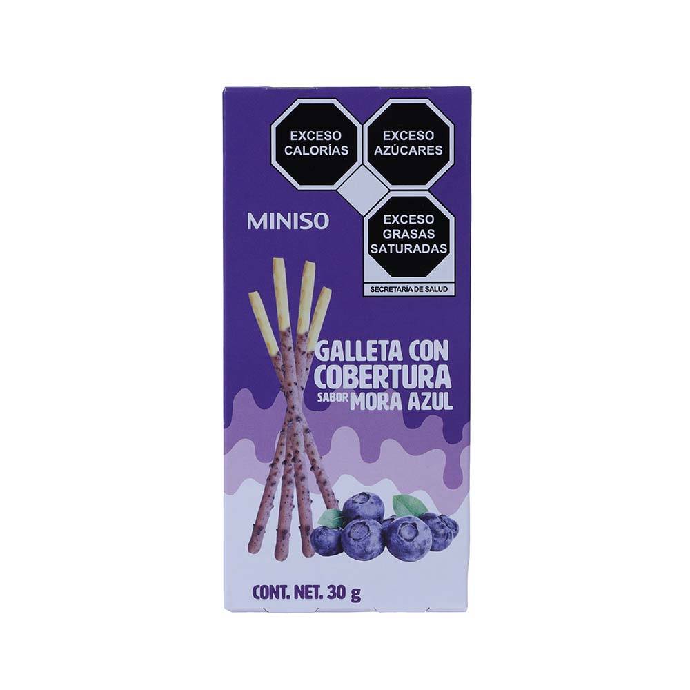 Miniso · Palitos de galleta con cobertura sabor mora azul (30 g)