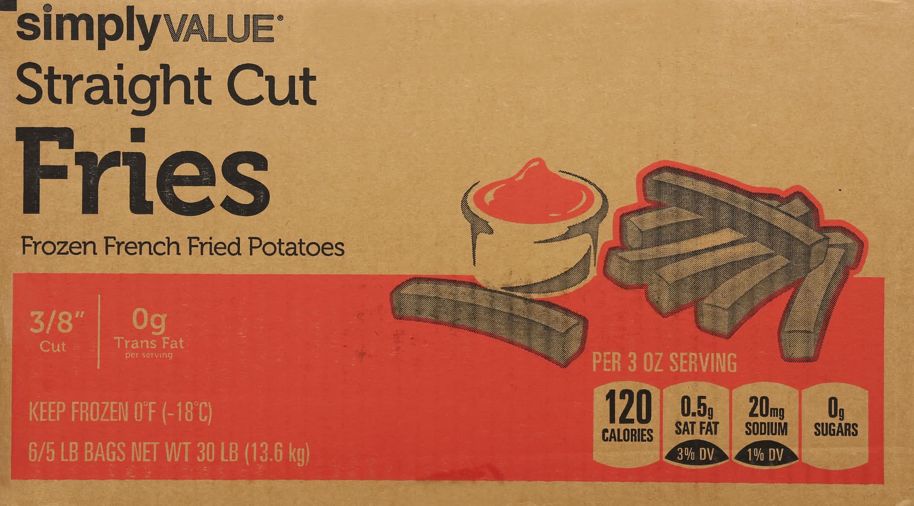 Simply Value Straight Cut Fries Frozen French Fried Potatoes (30.01 lbs)