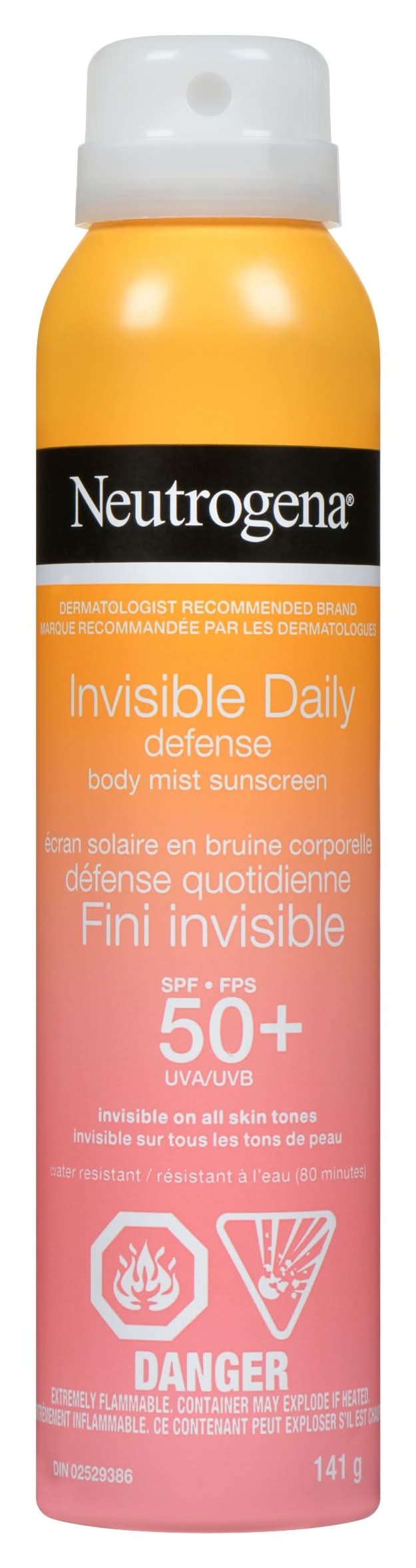 Neutrogena Invisible Daily Defense Body Mist Sunscreen Spray Spf 50+ (141 g)