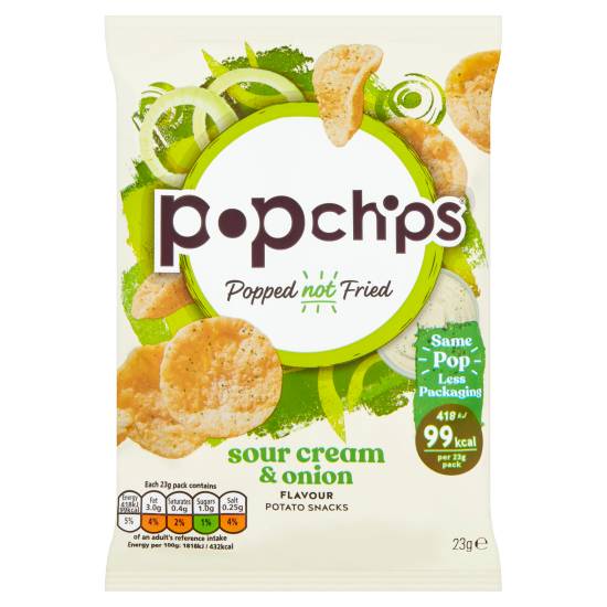 Popchips Sour Cream & Onion Flavour Potato Snacks 23g