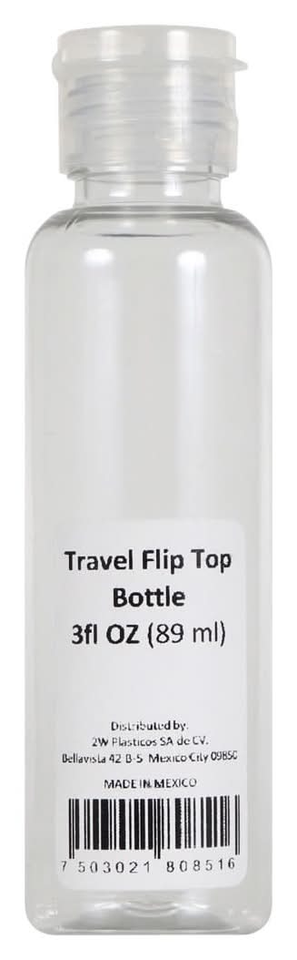 Beauty Care Travel Flip Top Plastic Bottle 3 Fl Oz