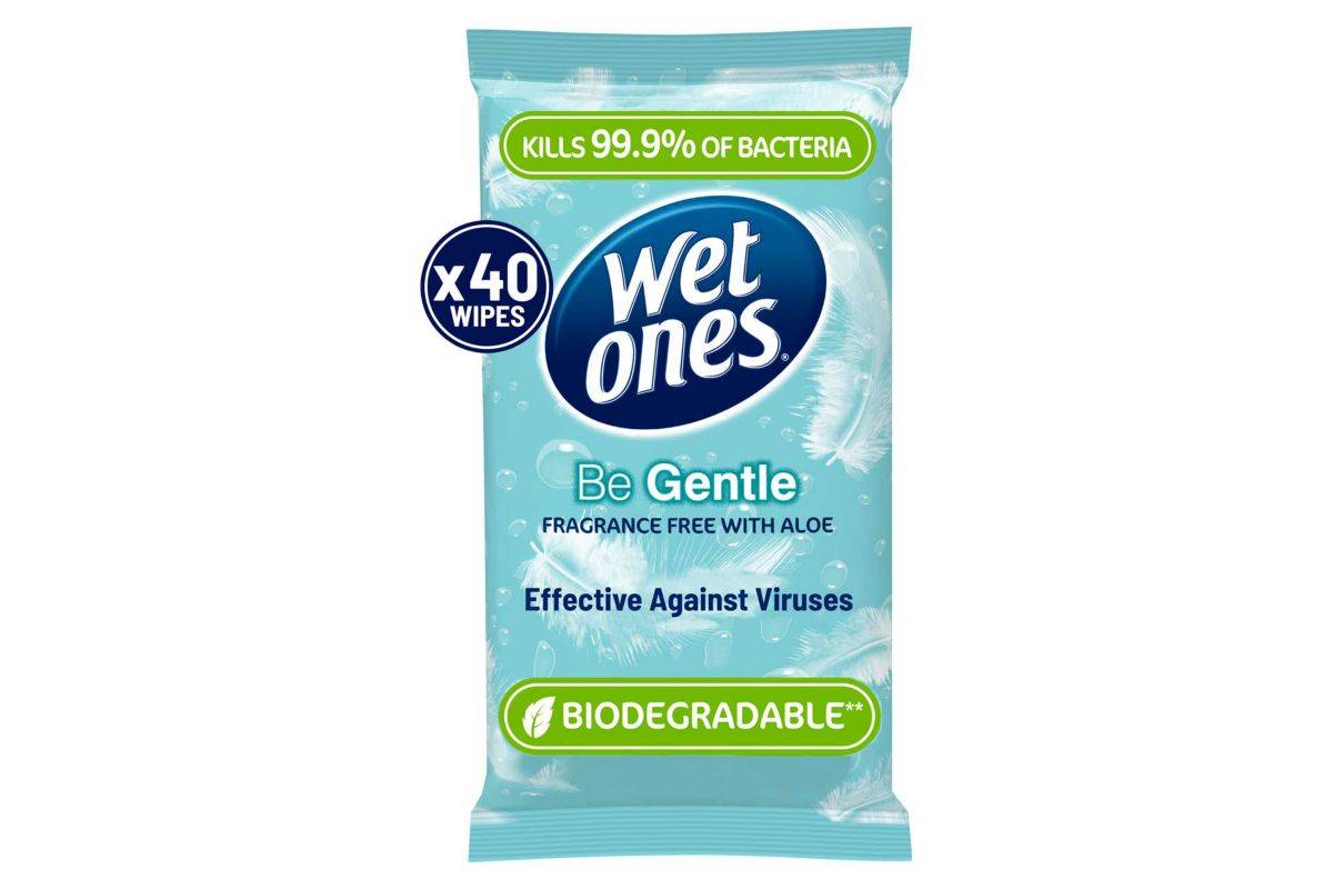 Wet Ones Be Gentle Biodegradable Antibacterial Hand Wipes (40 pack)