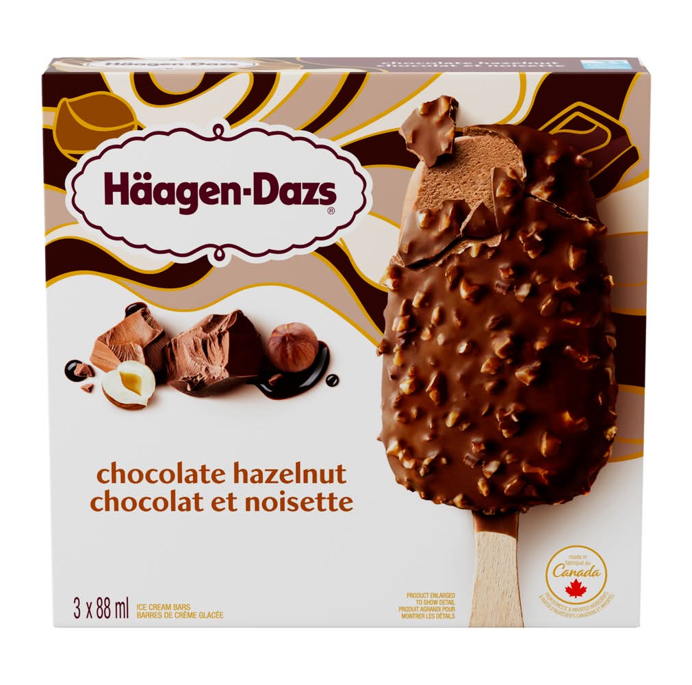 Häagen-Dazs Chocolate Hazelnut Ice Cream Bars (264 ml, 3 ct)