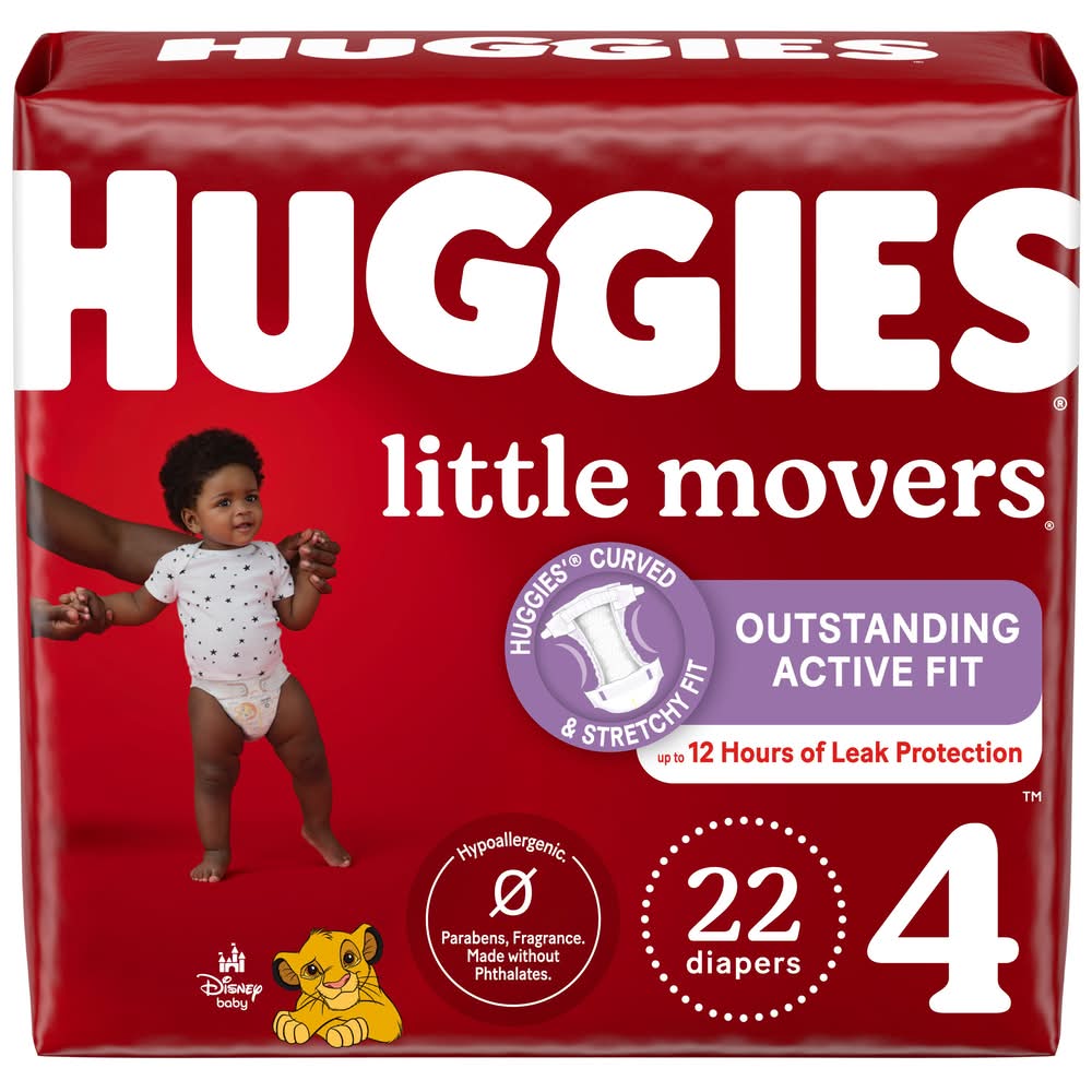 Huggies Little Movers Baby Diapers, Size 4 (22 ct)
