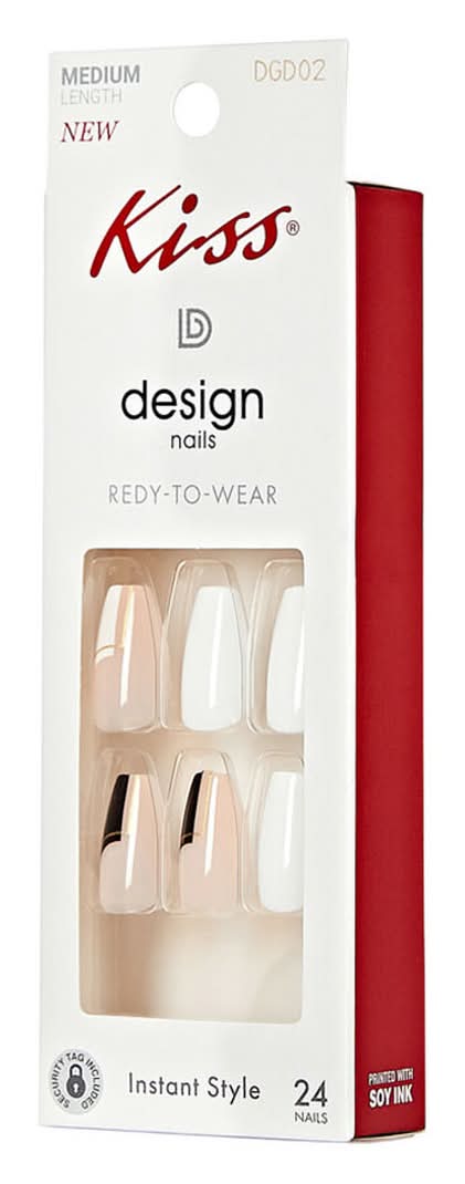 KISS Ready-To-Wear Instant Style Design Nails, M (24 ct) | Postmates