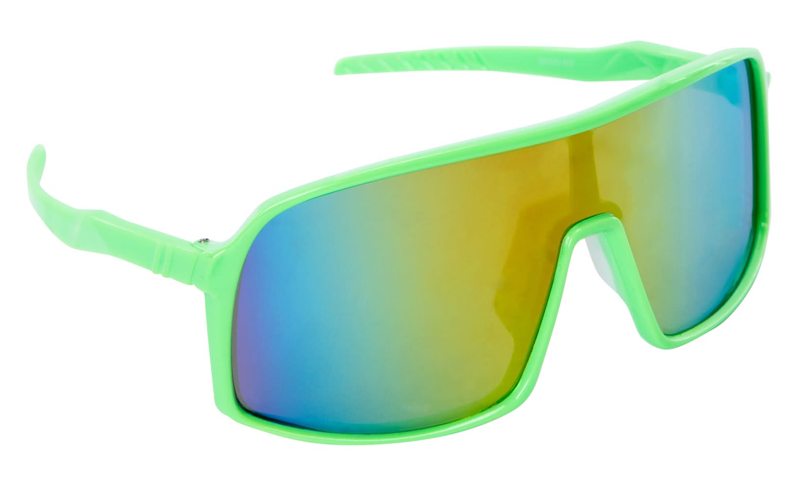 Mens Oversized Mirror Shield Sunglasses Green Orange