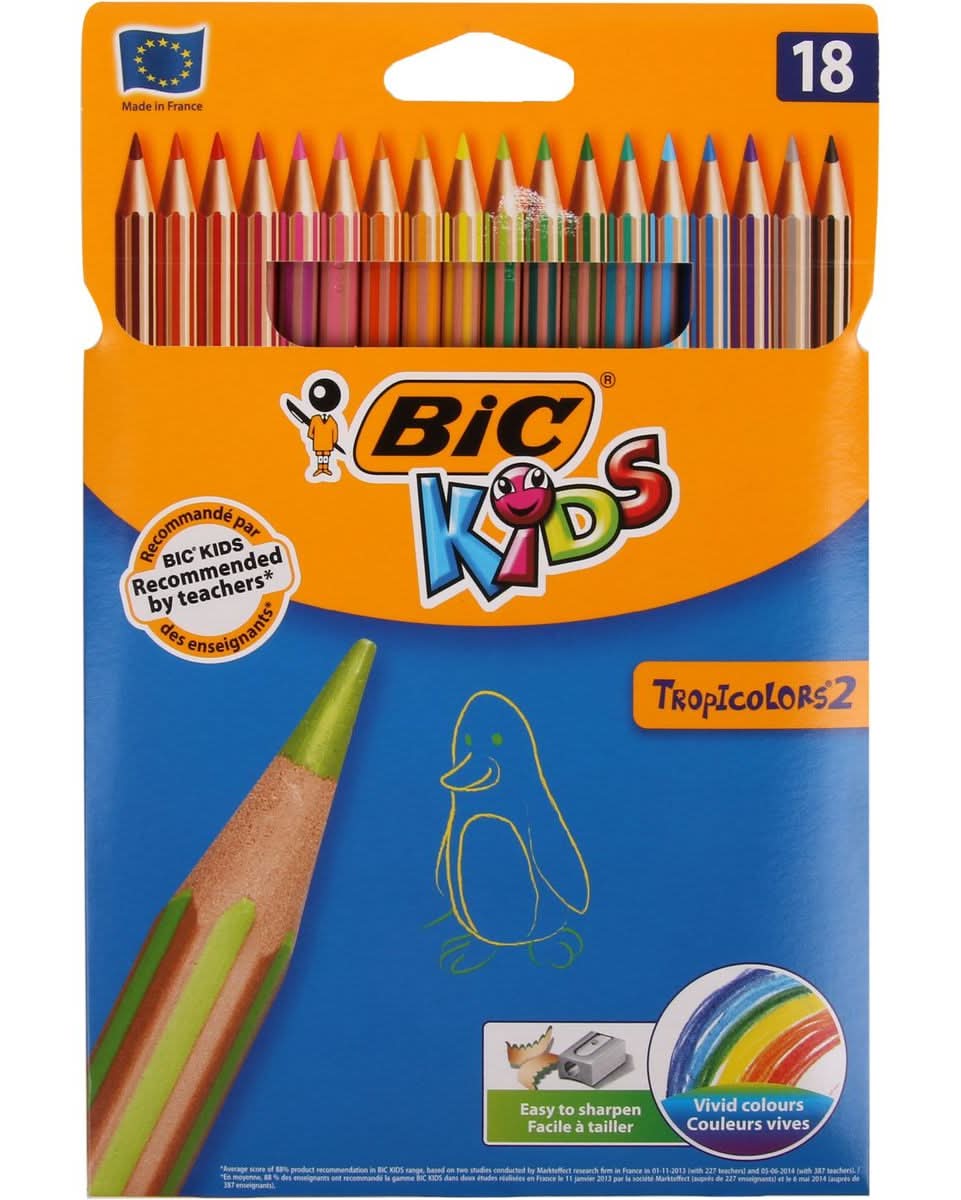 Bic Kids 18 Crayons de couleurs Tropicolors2