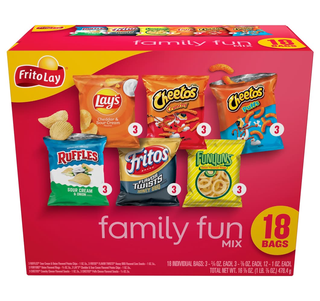 Frito-Lay Family Fun Mix Chips pack (16.88 oz, 18 ct)