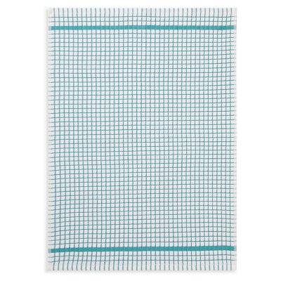 John Lewis ANYDAY Check Terry Cotton Tea Towel, Soft Teal (each)