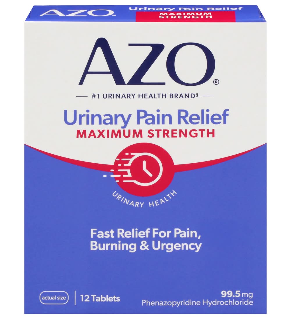Azo Maximum Strength Urinary Pain Relief Tablets 99.5 mg (12 ct)