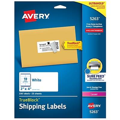 Avery Trueblock Shipping Labels With Sure Feed Technology