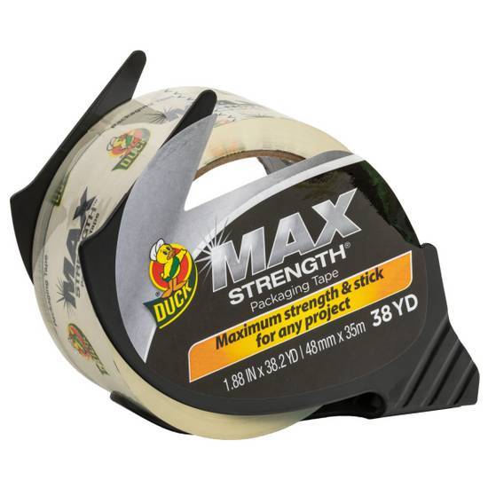 Duckâ Max Strength Packing Tape With Dispenser - Clear, 1.88 In. X 38.2 Yd.