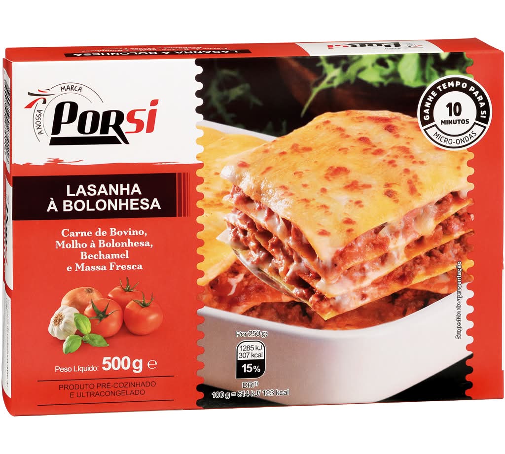 PorSi  - Lasanha Ã bolonhesa, embalagem de 500g