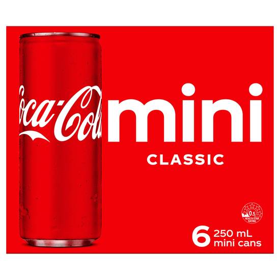Coca-cola Classic Soft Drink Multipack Mini Cans (6 Pack) 250mL