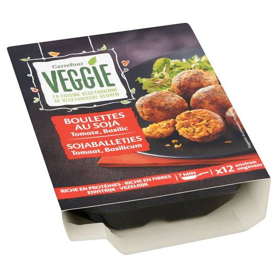 Carrefour Veggie Boulettes au Soja Tomate, Basilic x 12 Environ 200 g
