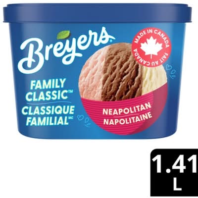 Breyers classique familial dessert glacé - family classic frozen dessert (napolitaine)