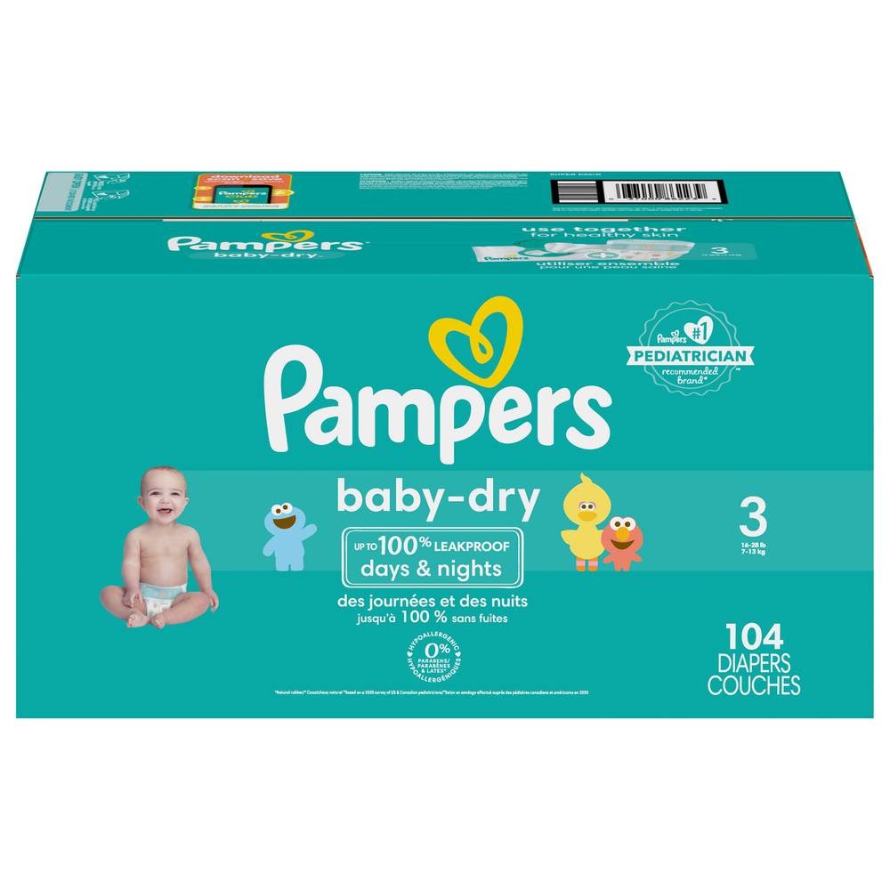 Pampers Baby Dry Diapers, Size 3 (104 ct)