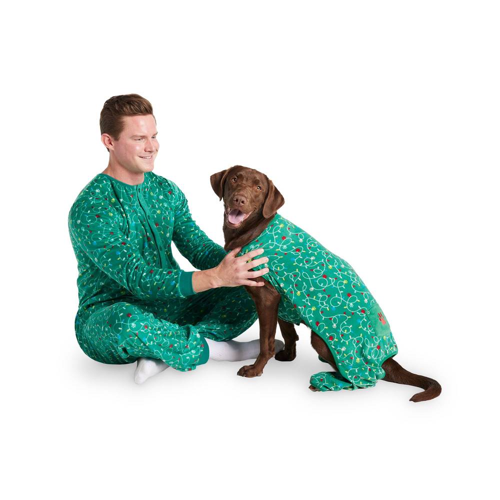 Merry & Bright™ Pet Parent Lights Onesie Pajamas (Color: Green, Size: Large/X Large)