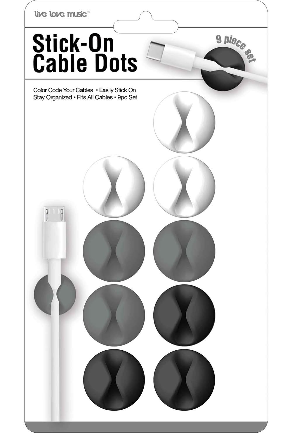 Stick-On Cable Dots Organizers 9-Count Basic