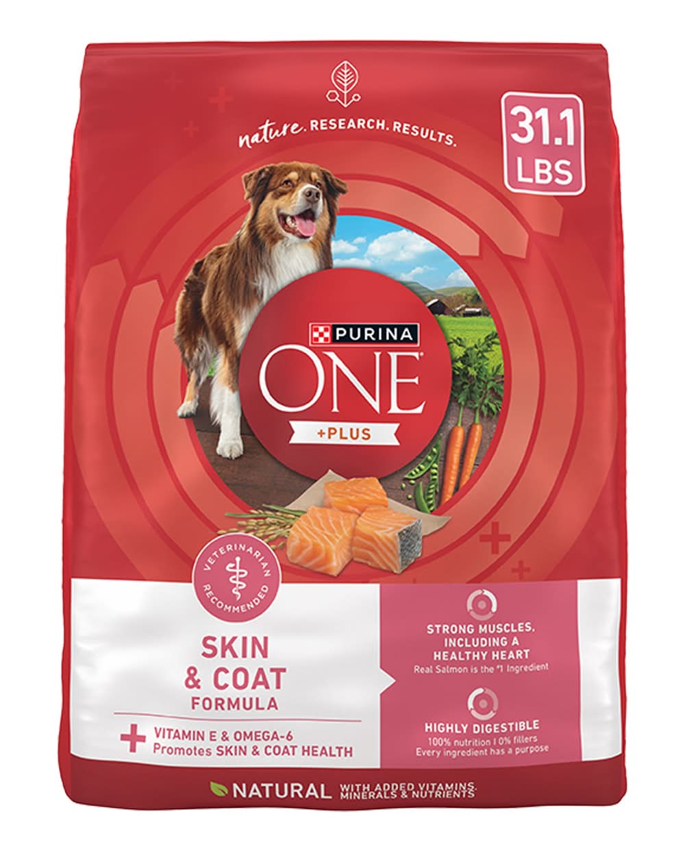 Purina ONE +Plus Skin & Coat Dry Dog Food - Natural, Salmon (Flavor: Salmon, Color: Assorted, Size: 31.1 Lb)