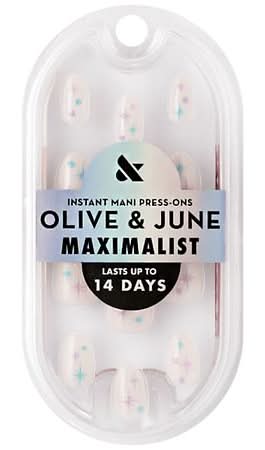 Olive & June Maximalist Press Ons Short Almond, Sparkle Party (42 ct)