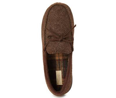 Men's Coffee Moccasin Slippers, Size L