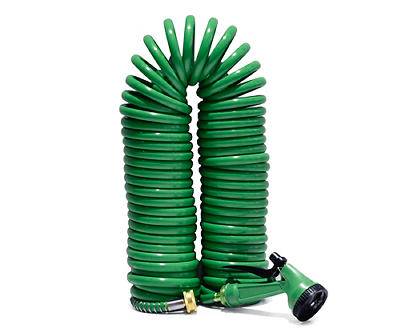 Green Coil Garden Hose With Nozzle