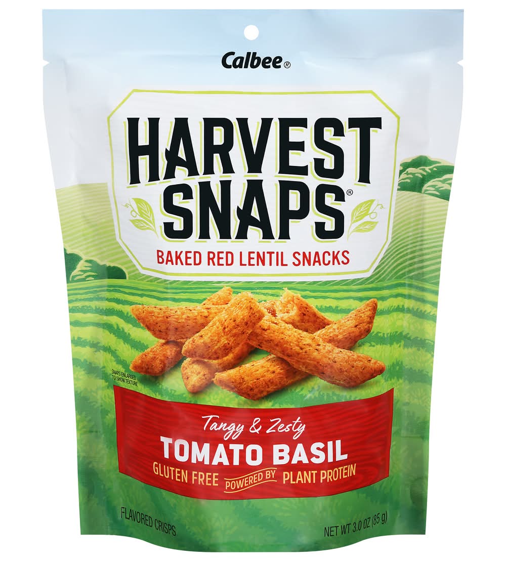 Harvest Snaps Baked Red Lentil Snacks, Tangy & Zesty Tomato Basil (3 oz)