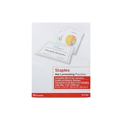 Staples Thermal Laminating Pouches Letter Size (3 mil)