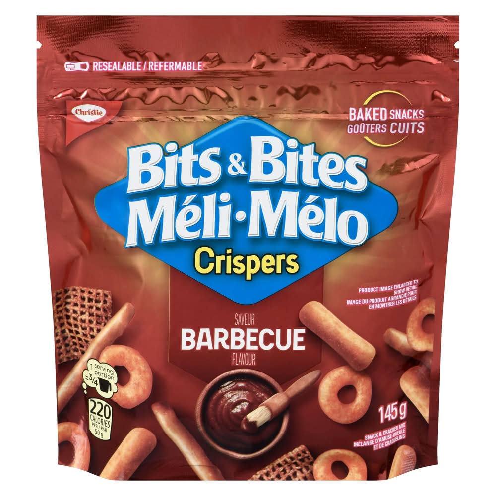 Christie Bits & Bites Crispers Snack Cracker Mix, Barbecue (145 g)