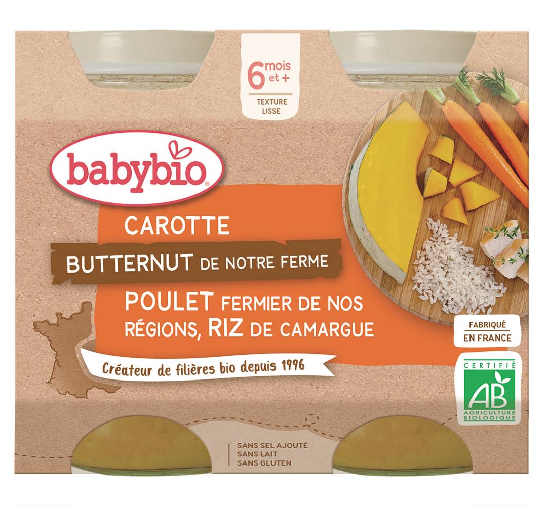 Baby Bio - Petit pot bébé dès 6 mois carotte courge poulet (2)