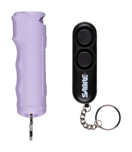 SABRE Safety Kit Flip Top Pepper Gel With Snap Clip And Personal Alarm, 3-1/2"H x 1"W x 1"D, Lavender/Black