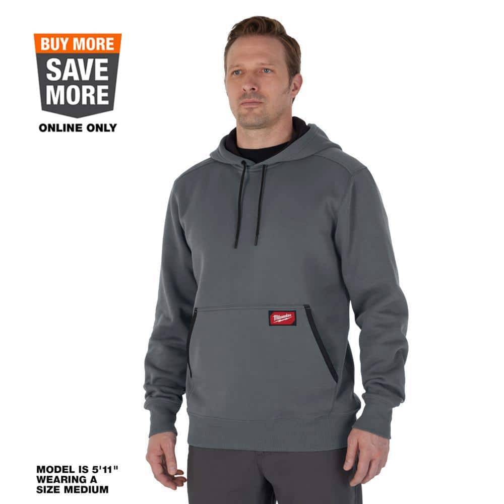 Milwaukee Men'S Large Gray Midweight Cotton/Polyester Long-Sleeve Pullover Hoodie