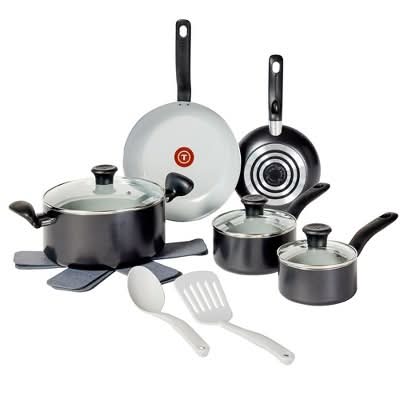 T-Fal Simply Cook Ceramic Cookware Set, Black (12 ct)