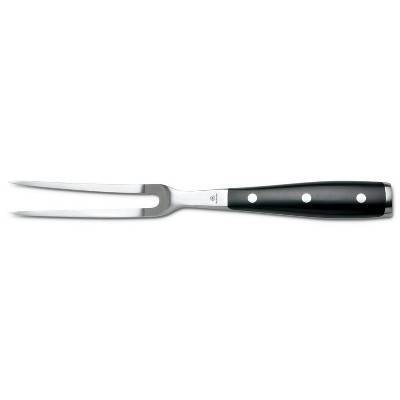 Wusthof Classic Ikon 6" Curved Meat Fork Stainless Steel Prongs, Riveted Synthetic Handle, For Carving and Serving Roasts and Meats