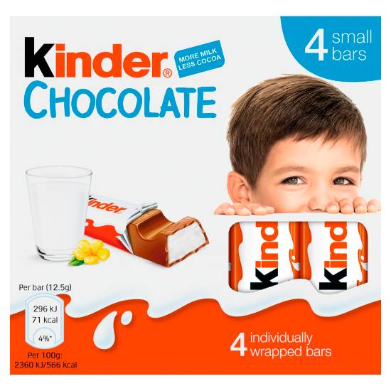 Kinder Small Chocolate Bars Multipack 4 X 12.5g (50g)