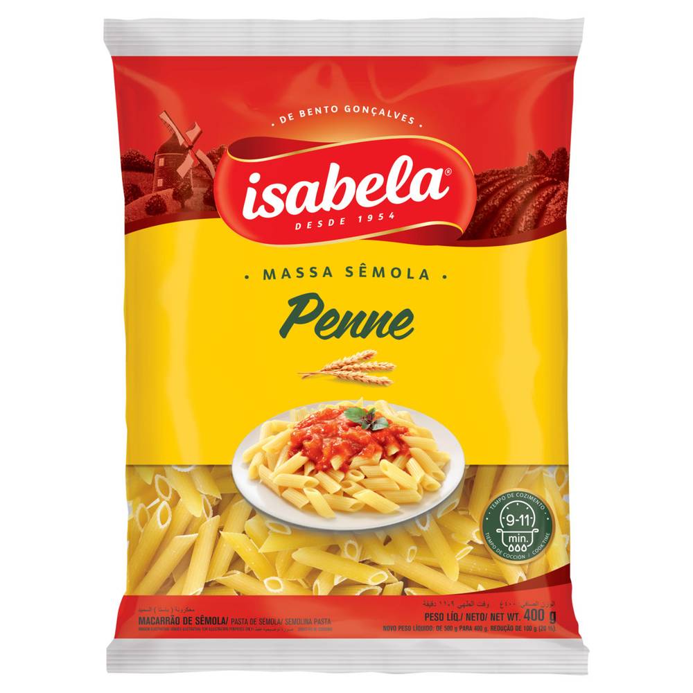 Isabela macarrão massa de sêmola penne (400 g)