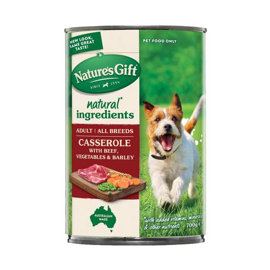 Nature's Gift Adult All Breeds Wet Dog Food Casserole Gravy Beef 700g