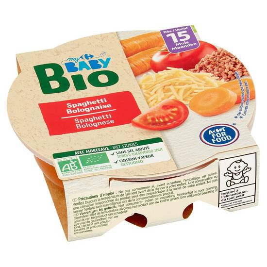 Carrefour Baby Bio Spaghetti Bolognaise dès 15 Mois 250 g