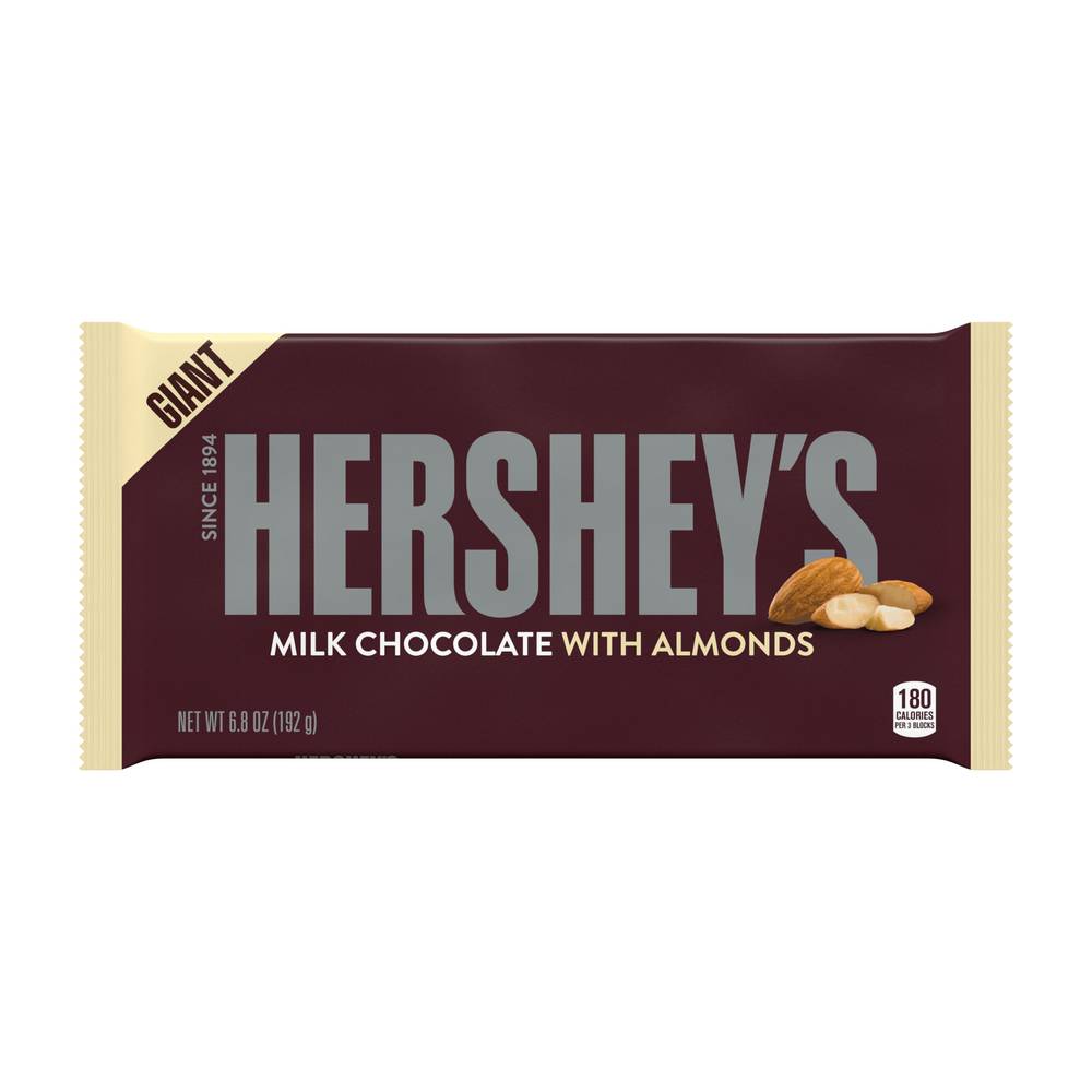 Hershey'S Milk Chocolate With Almonds Giant Candy Bar, 7.37 Oz