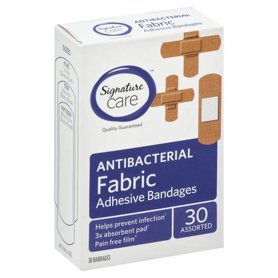 Signature Care Antibacterial Fabric Assorted Adhesive Bandages