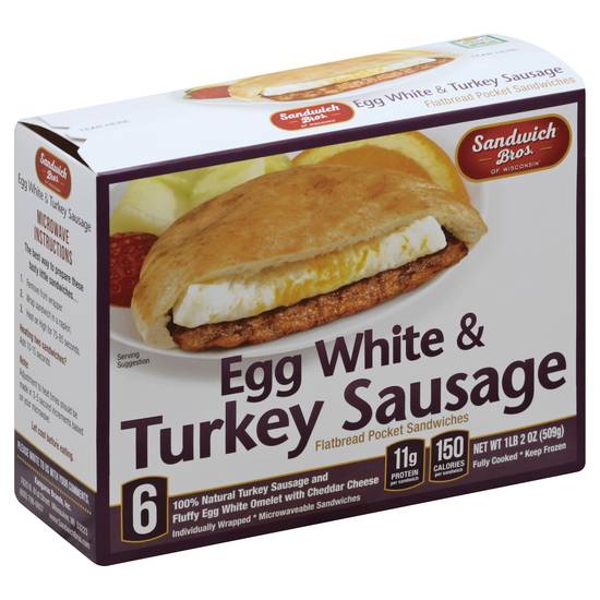 Sandwich Bros. Egg White & Turkey Sausage Sandwiches (6 ct)