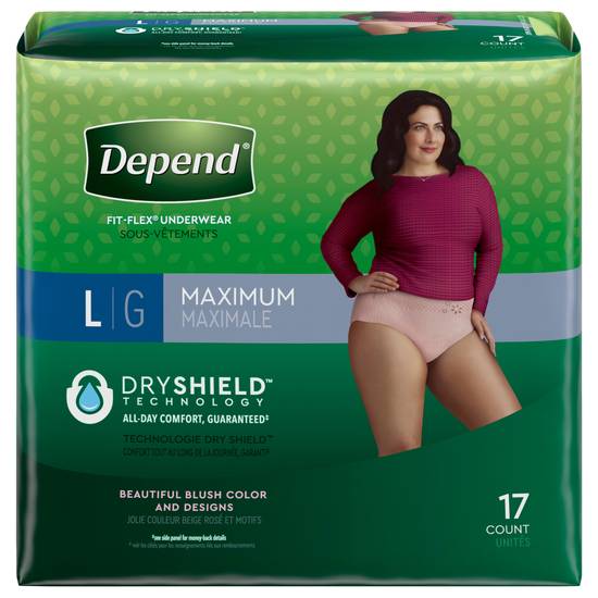 Depend Maximum Absorbency Large Blush Color Underwear For Women