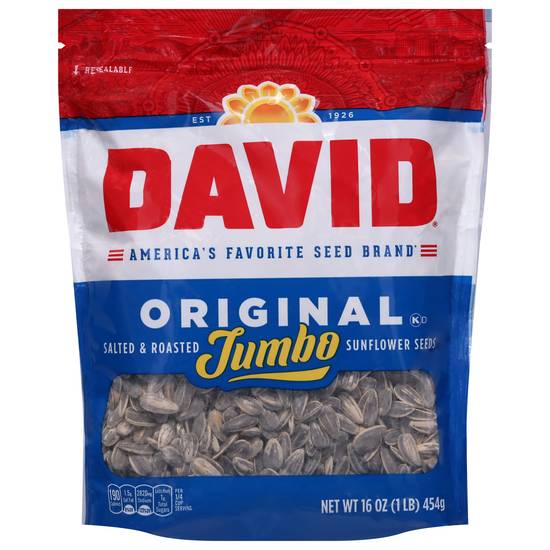 David All-Natural Original Roasted & Salted Jumbo Sunflower Seed (16 oz)