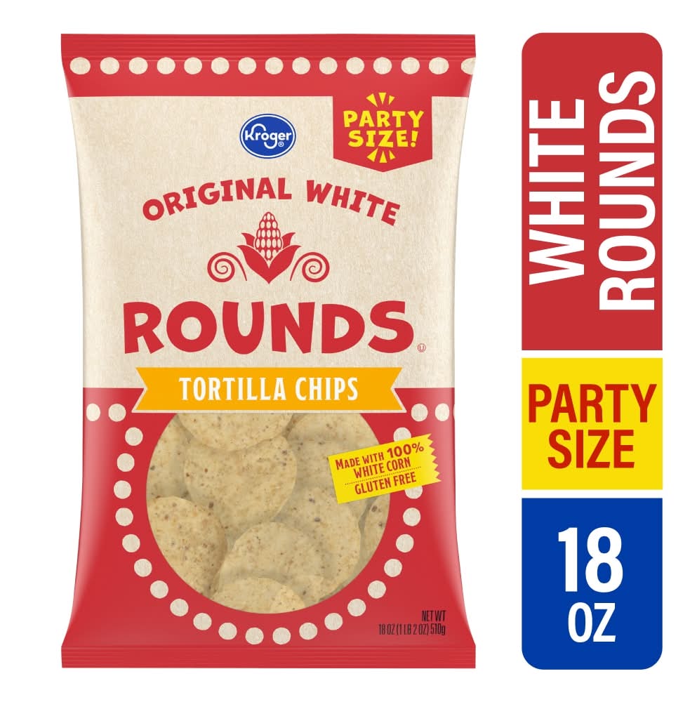 Kroger Gluten Free Flavored Original Tortilla Chips, White Rounds (18 oz)